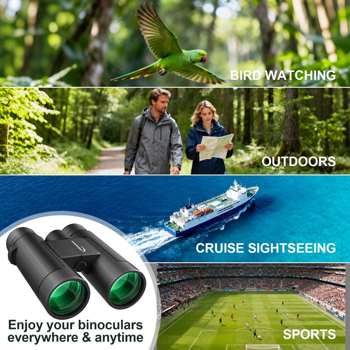 Aurosports binoculars in use during birdwatching to capture distant subjects