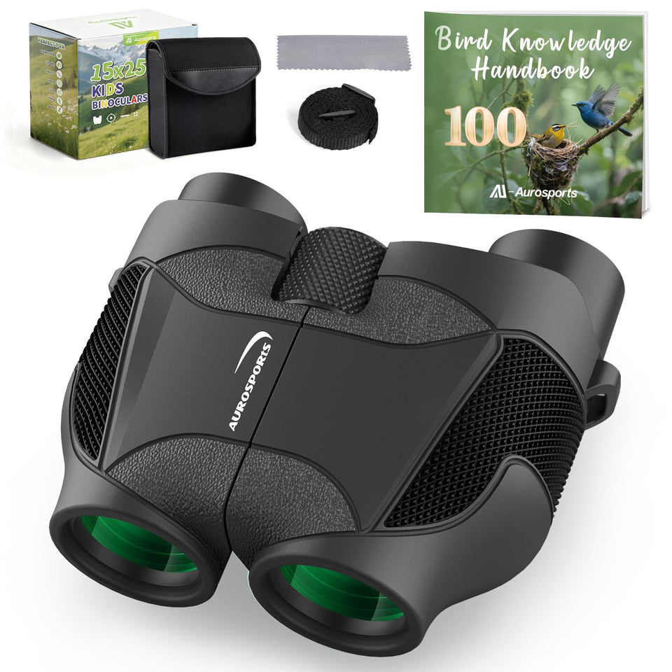Aurosports front view of compact binoculars showing clear optics and portability