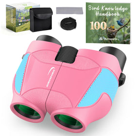 Aurosports front view pink binoculars showing compact design and easy grip