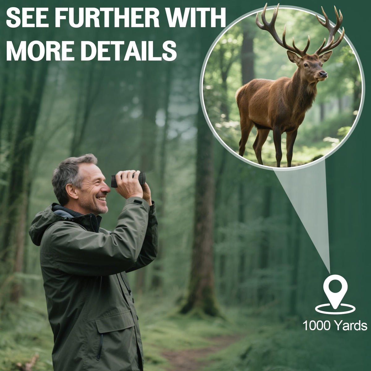Aurosports binoculars used by birdwatcher in nature to demonstrate distance spotting benefit