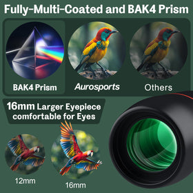 Aurosports lightweight waterproof binoculars with rubber coating for durable outdoor use.