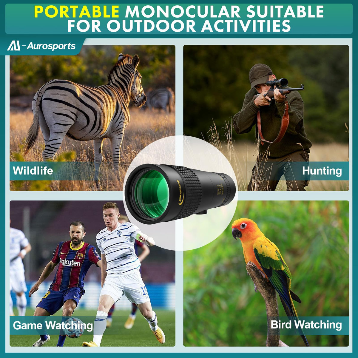 Aurosports monocular mounted on tripod showing steady viewing for long observation
