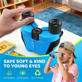 Aurosports binoculars held in child hands demonstrating size advantage