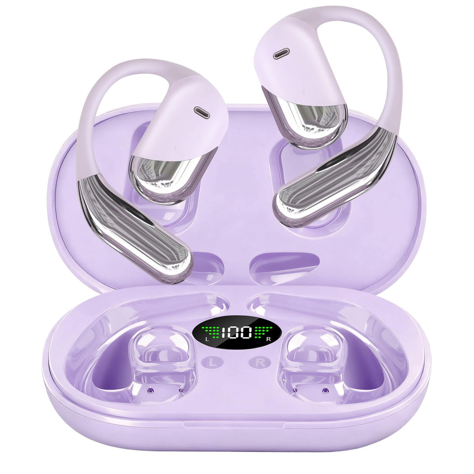 Aurotlu Open Ear Headphones showcasing ergonomic design for all-day comfort and ambient awareness.