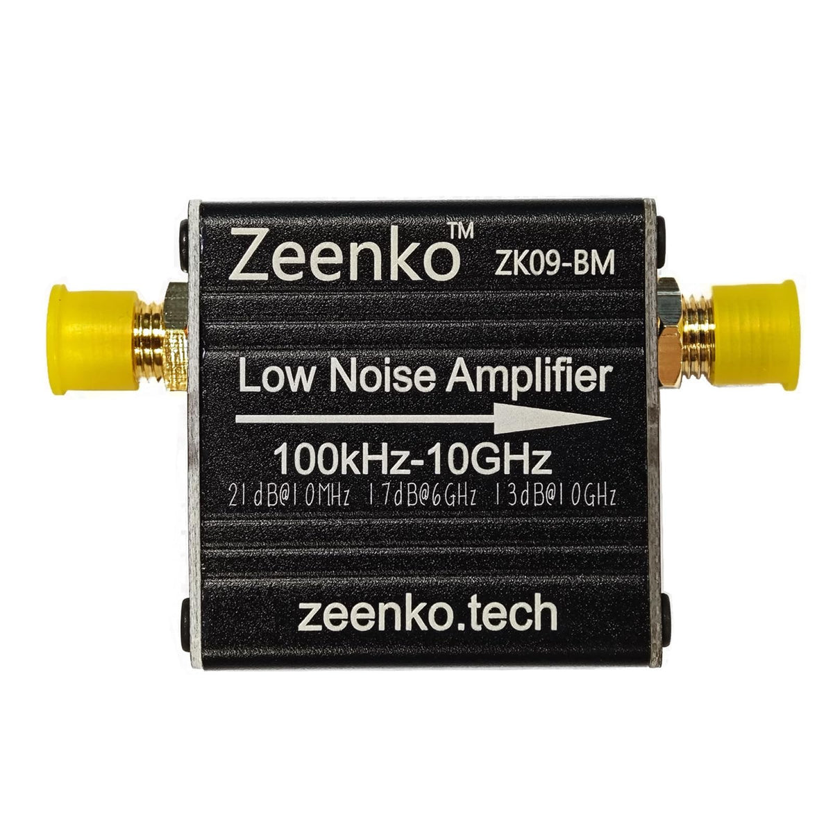 AURSINC ZK09-BM front view showing compact amplifier housing and ports for portable use
