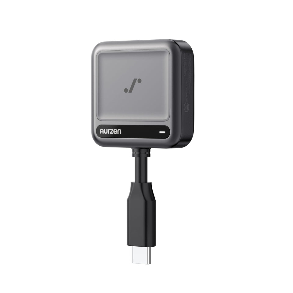 Aurzen wireless USB-C transmitter dongle enabling seamless Zip projector mirroring