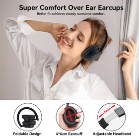 AUSDOM Hybrid ANC headphones with 3.5mm cable ensure uninterrupted wired listening.