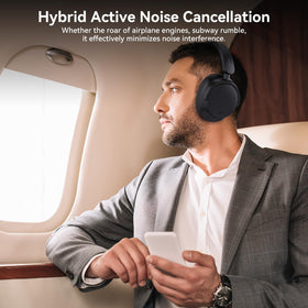 AUSDOM Hybrid ANC headphones folded for compact travel and easy packing.