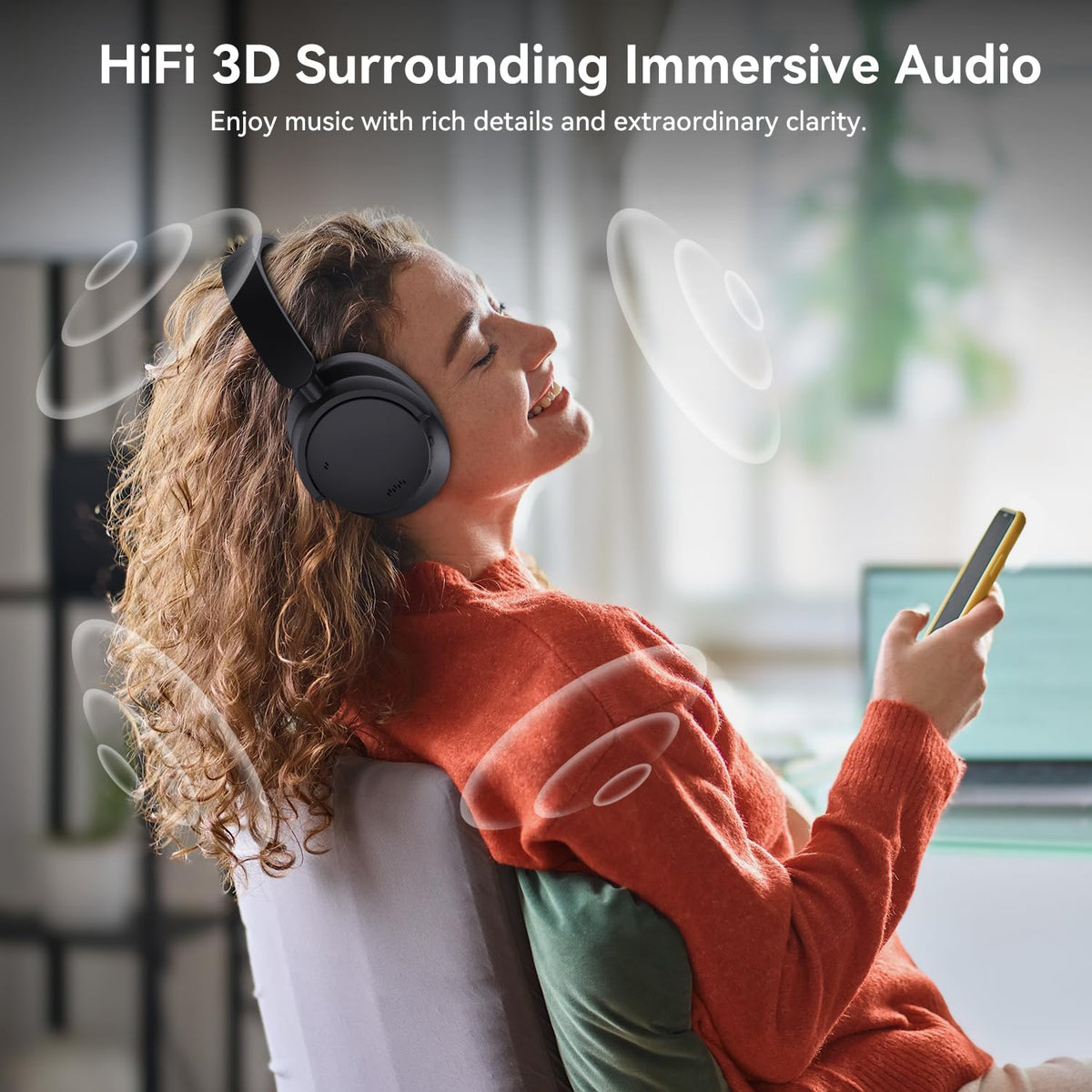 AUSDOM Hybrid ANC headphones with mic deliver clear calls in noisy environments.