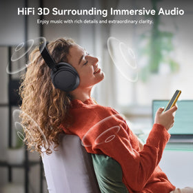 AUSDOM Hybrid ANC headphones with mic deliver clear calls in noisy environments.