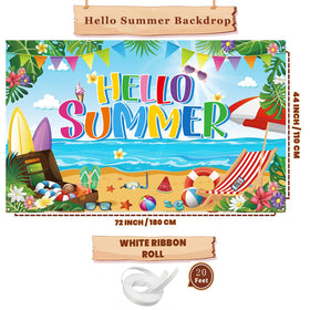 AUSHENKE Colorful beach scene backdrop enhances photo moments for outdoor and indoor celebrations