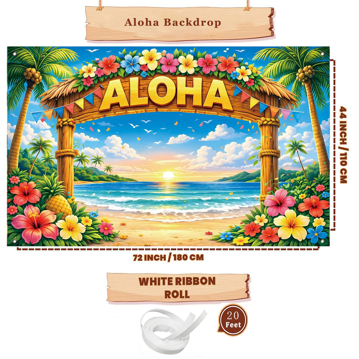 AUSHENKE photo booth backcloth 71x43 inches ideal for vibrant tropical photos.