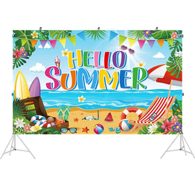 AUSHENKE Surfboards, ice cream, and watermelon design backdrop for lively summer events