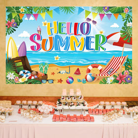 AUSHENKE Tropical plants banner adds tropical flair and creates memorable party ambiance