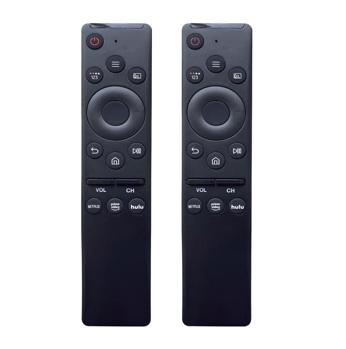 AUSOTUSO Pack-2 remote front view for Samsung TV, easy setup.