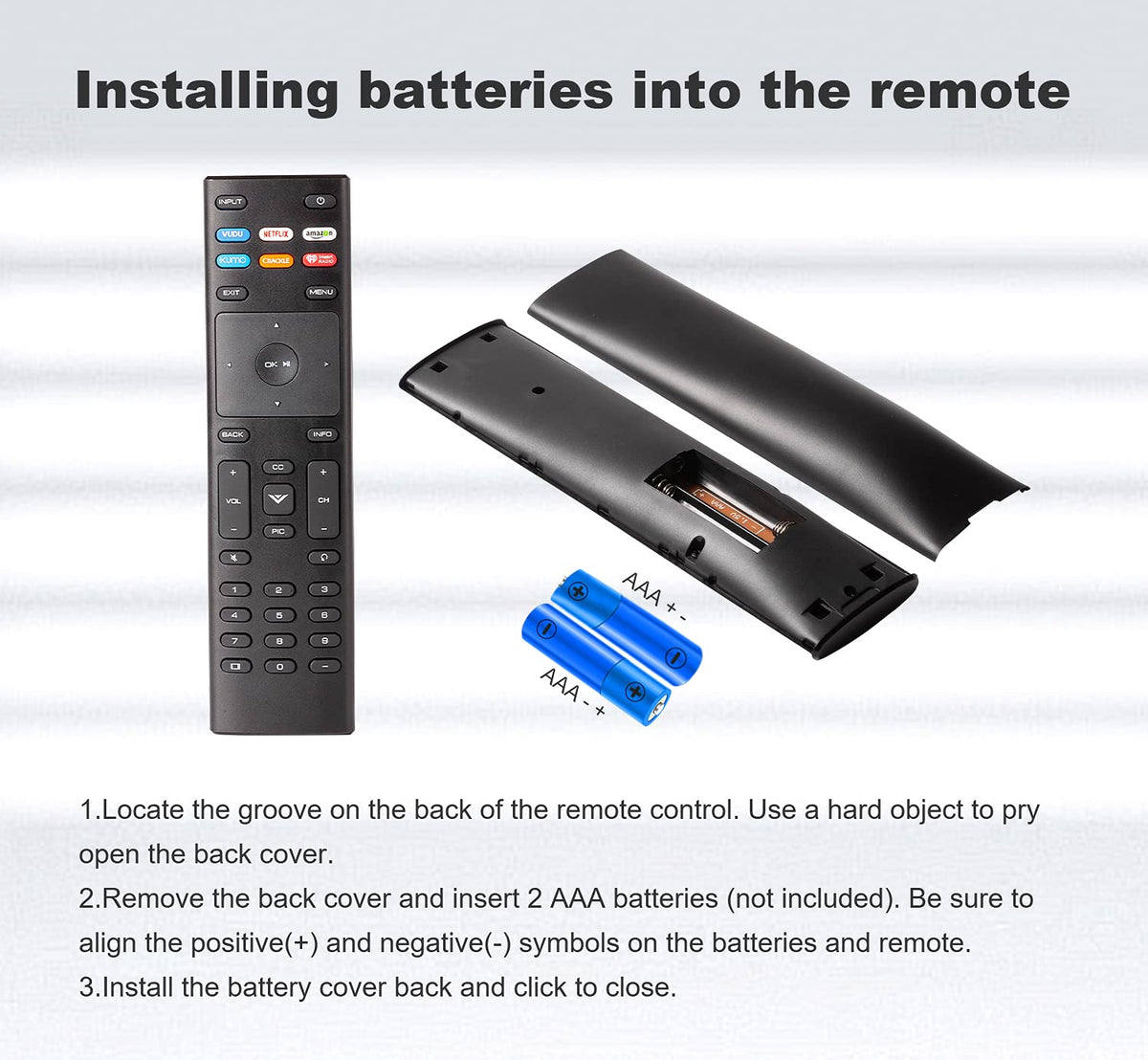 AUSOTUSO Vizio remote ergonomic-holding side view emphasizing a comfortable grip.