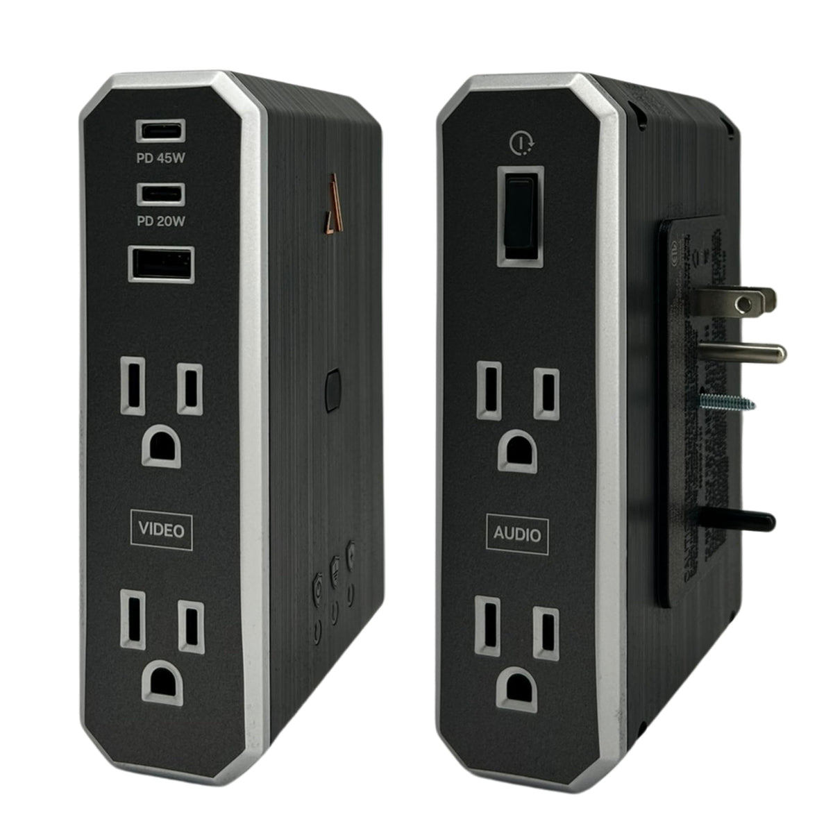AUSTERE VII Series wall power strip with four outlets for clutter-free charging