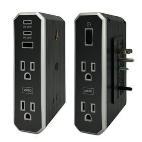 AUSTERE VII Series wall power strip with four outlets for clutter-free charging