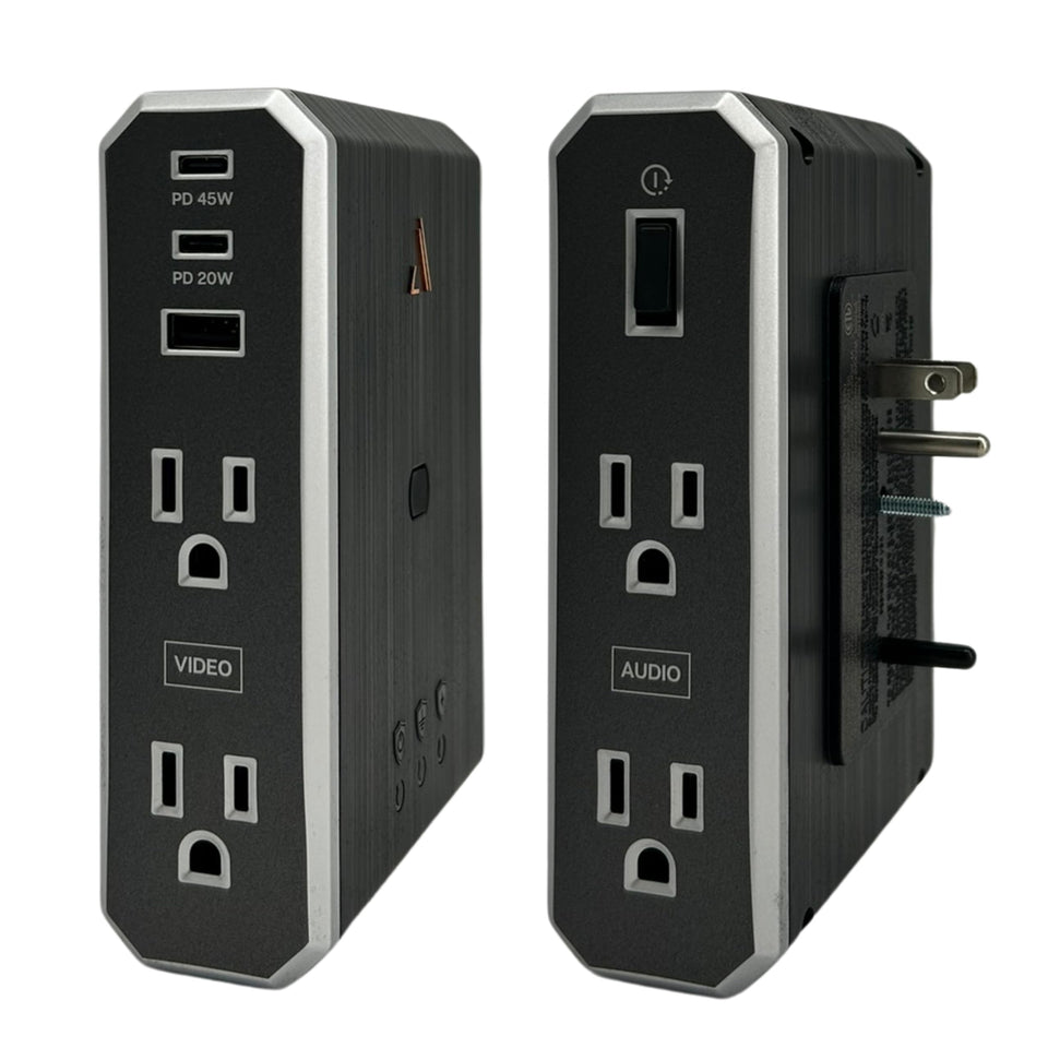 AUSTERE VII Series wall power strip with four outlets for clutter-free charging