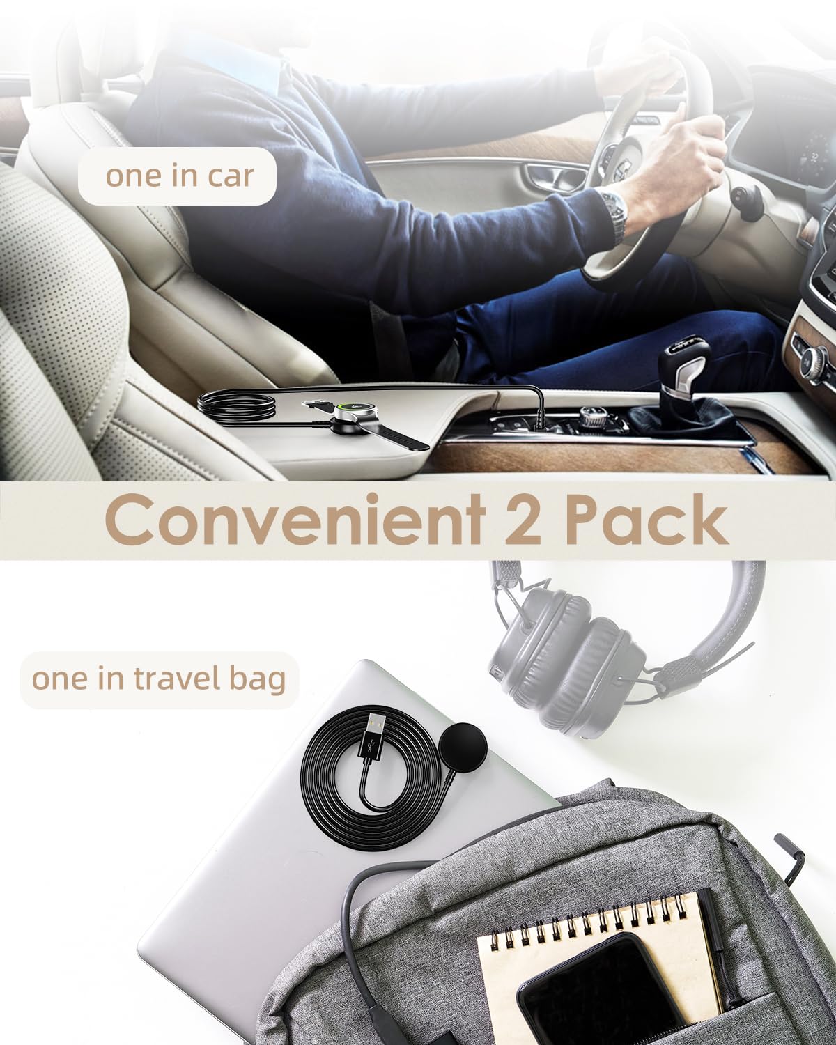 Autallgee compact 5ft cable keeps bedside, desk, car charging tidy.