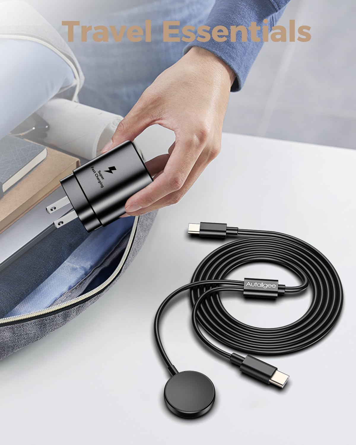 Autallgee 4-foot cable for easy charging at desk, bed, or travel