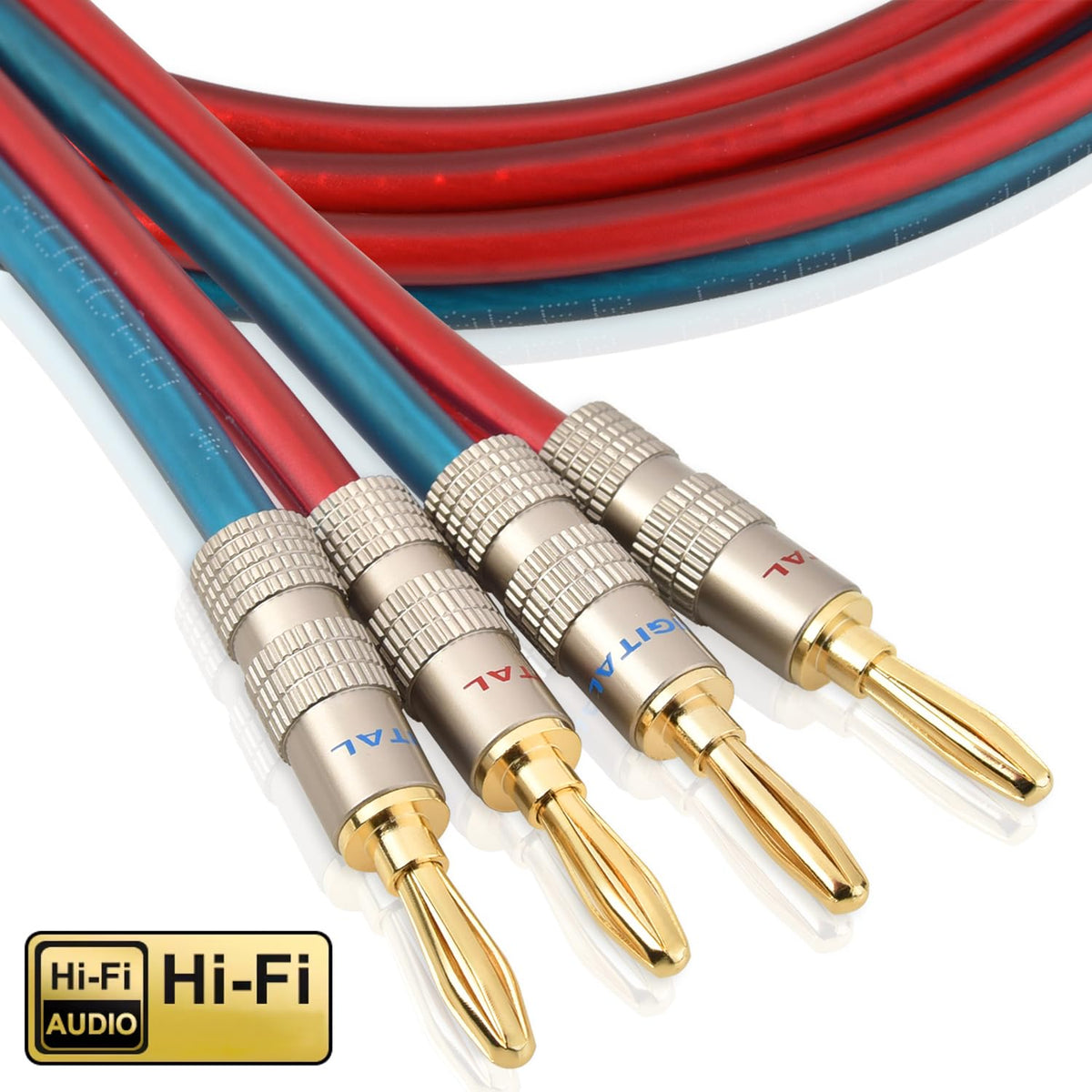 AutCreation gold plated banana plugs provide corrosion resistance and secure connections.