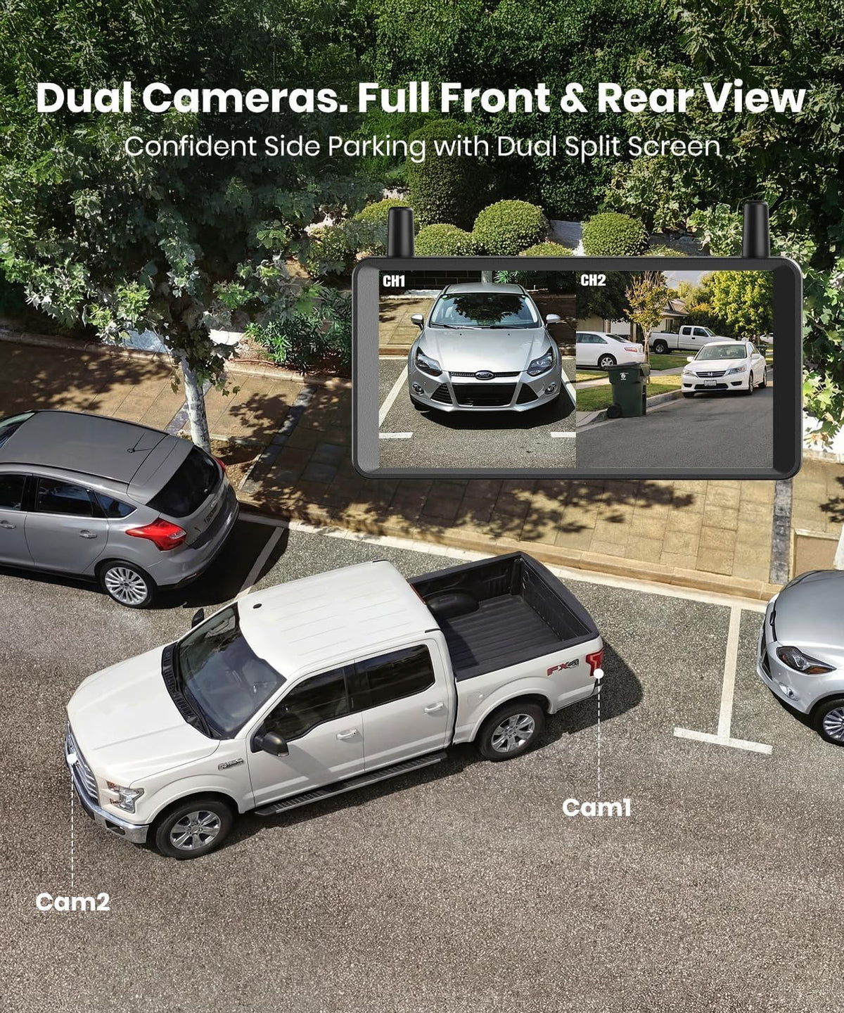 AUTO-VOX 2 6-inch monitor with wide display for clear dual views.