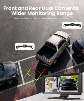 AUTO-VOX 2 rear camera view shows clear backing, improving reverse guidance.