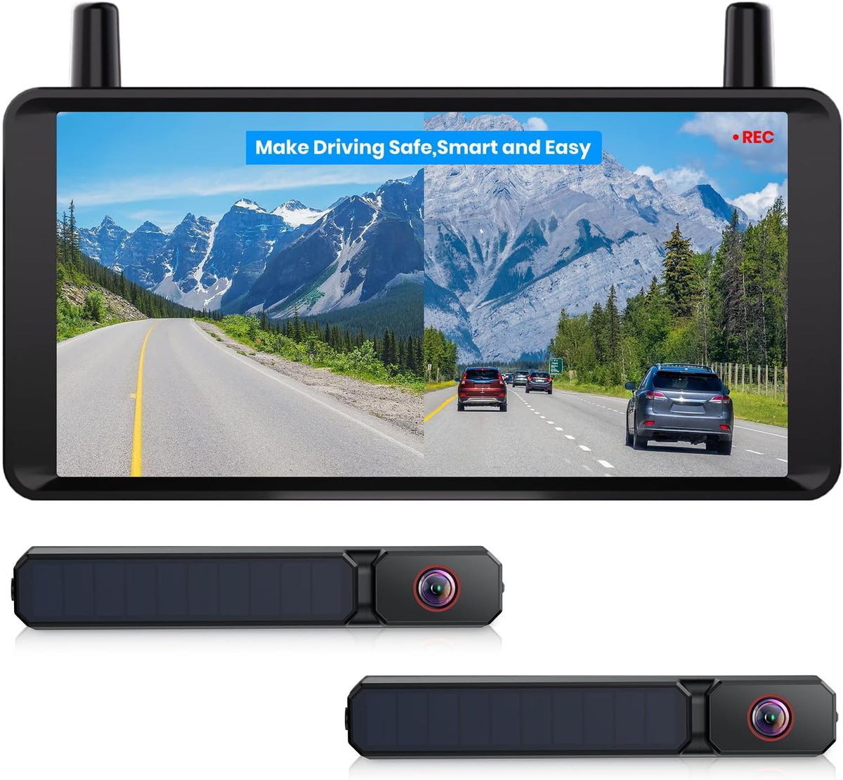 AUTO-VOX 2 solar backup camera front view for easier parking.