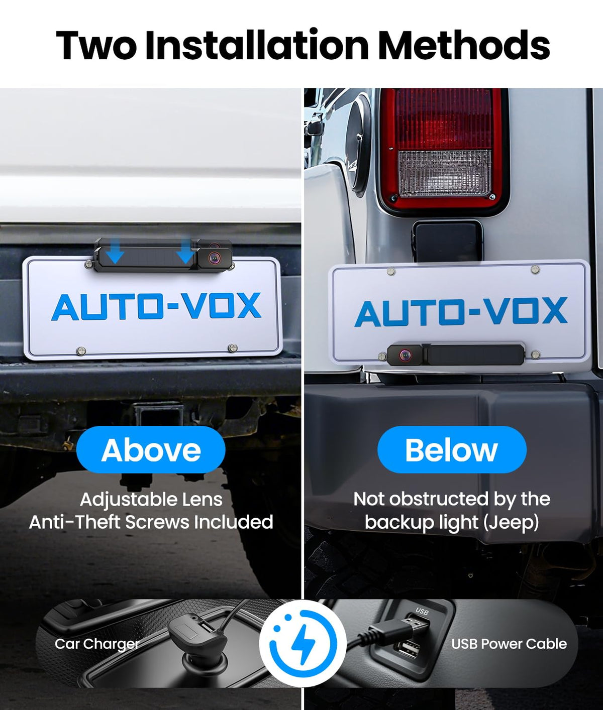 AUTO-VOX 7.2-inch monitor with split-screen display for dual camera views