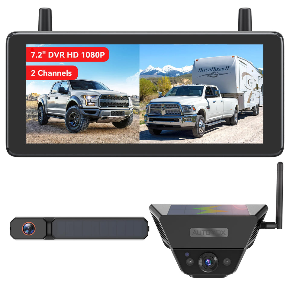 AUTO-VOX 2 Solar backup monitor at 7.2-inch view for safer reversing