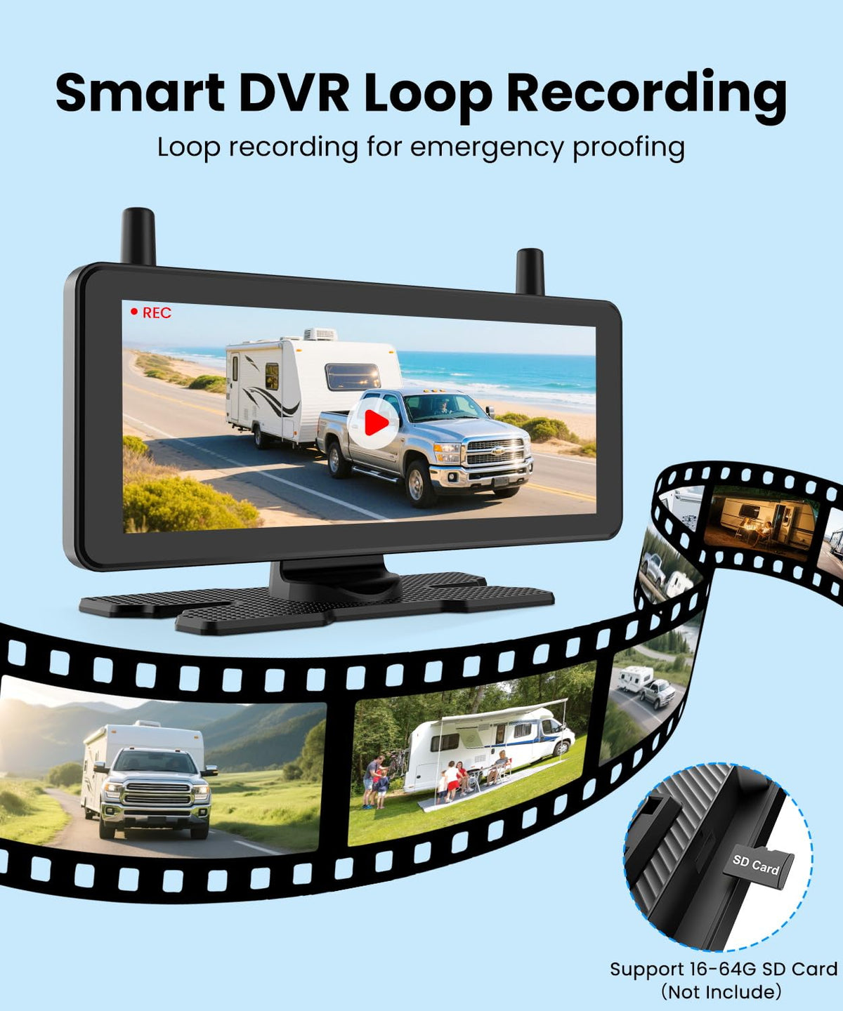 AUTO-VOX split-screen view shows trailer and blind spots together