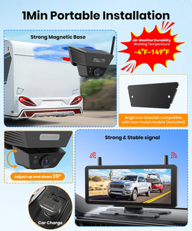 AUTO-VOX 7.2-inch dual-split display provides wide, distortion-free monitoring.