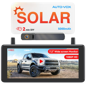 AUTO-VOX 7.2-inch DVR main unit with quick install and wide rear view.