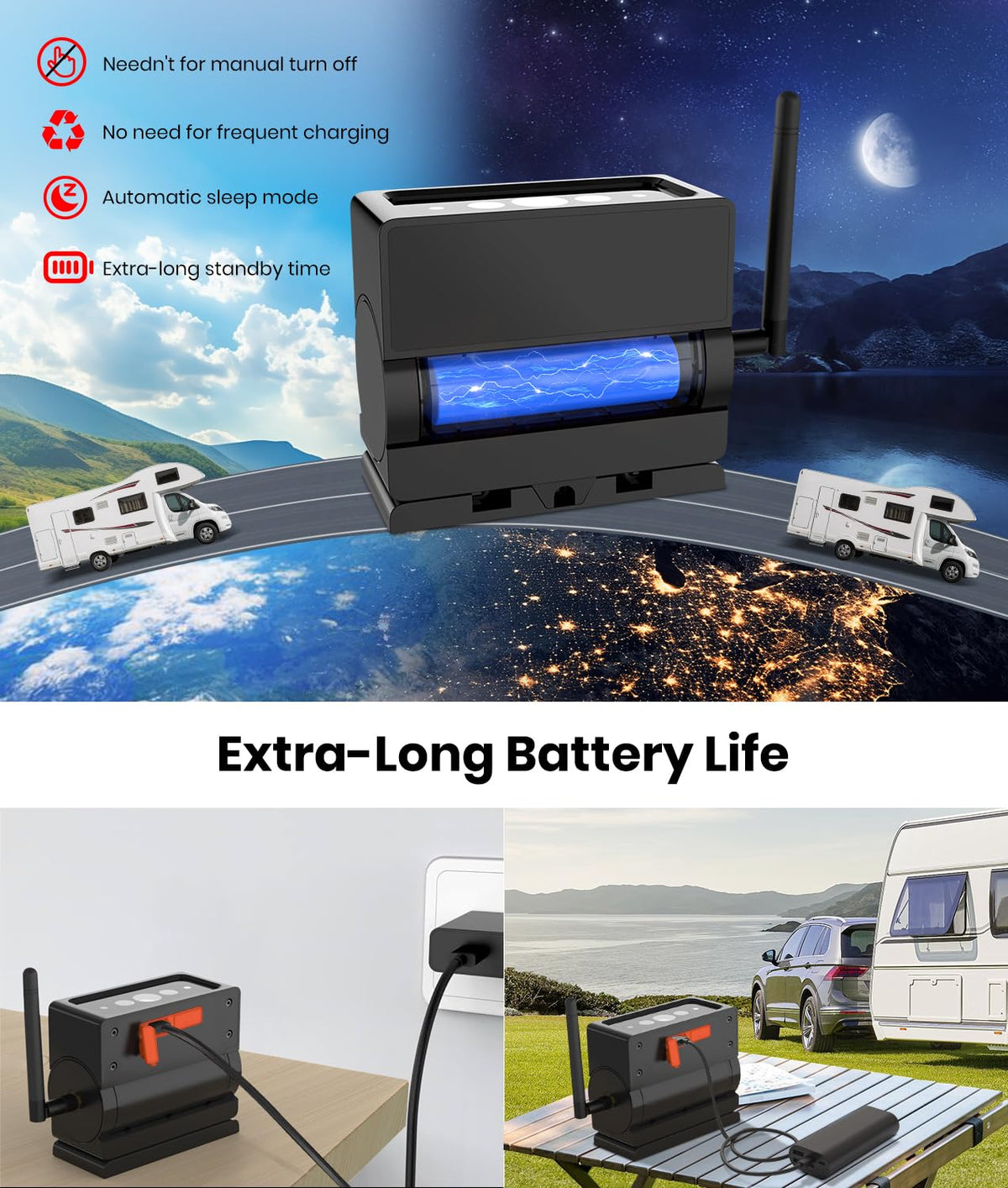 AUTO-VOX long-lasting battery delivers over 15 hours of use.