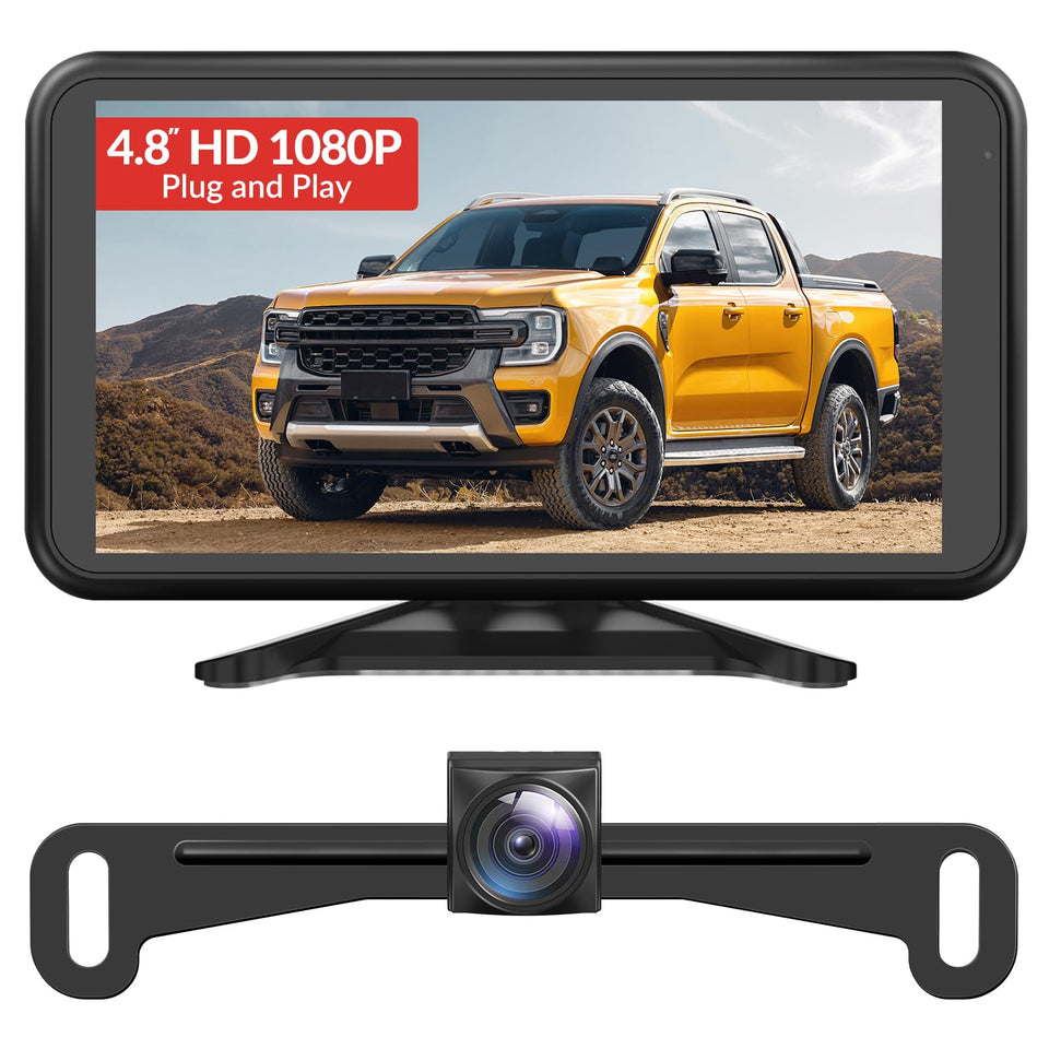 AUTO-VOX backup camera with 4.8-inch display offers day-night clarity for safe parking.
