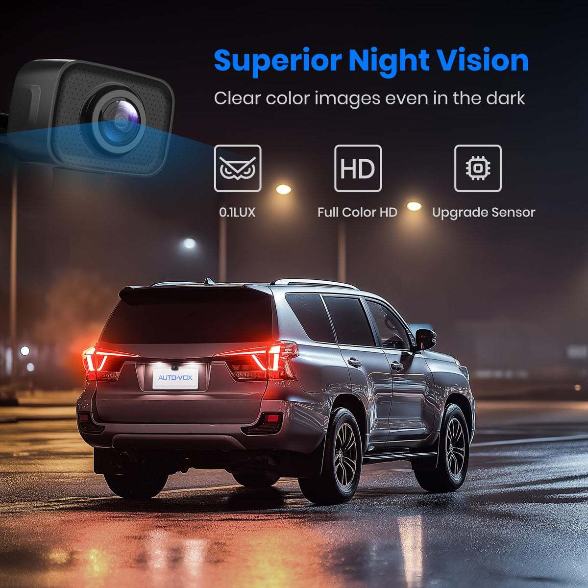 AUTO-VOX CS-2 IP68 waterproof camera withstands rain and fog.