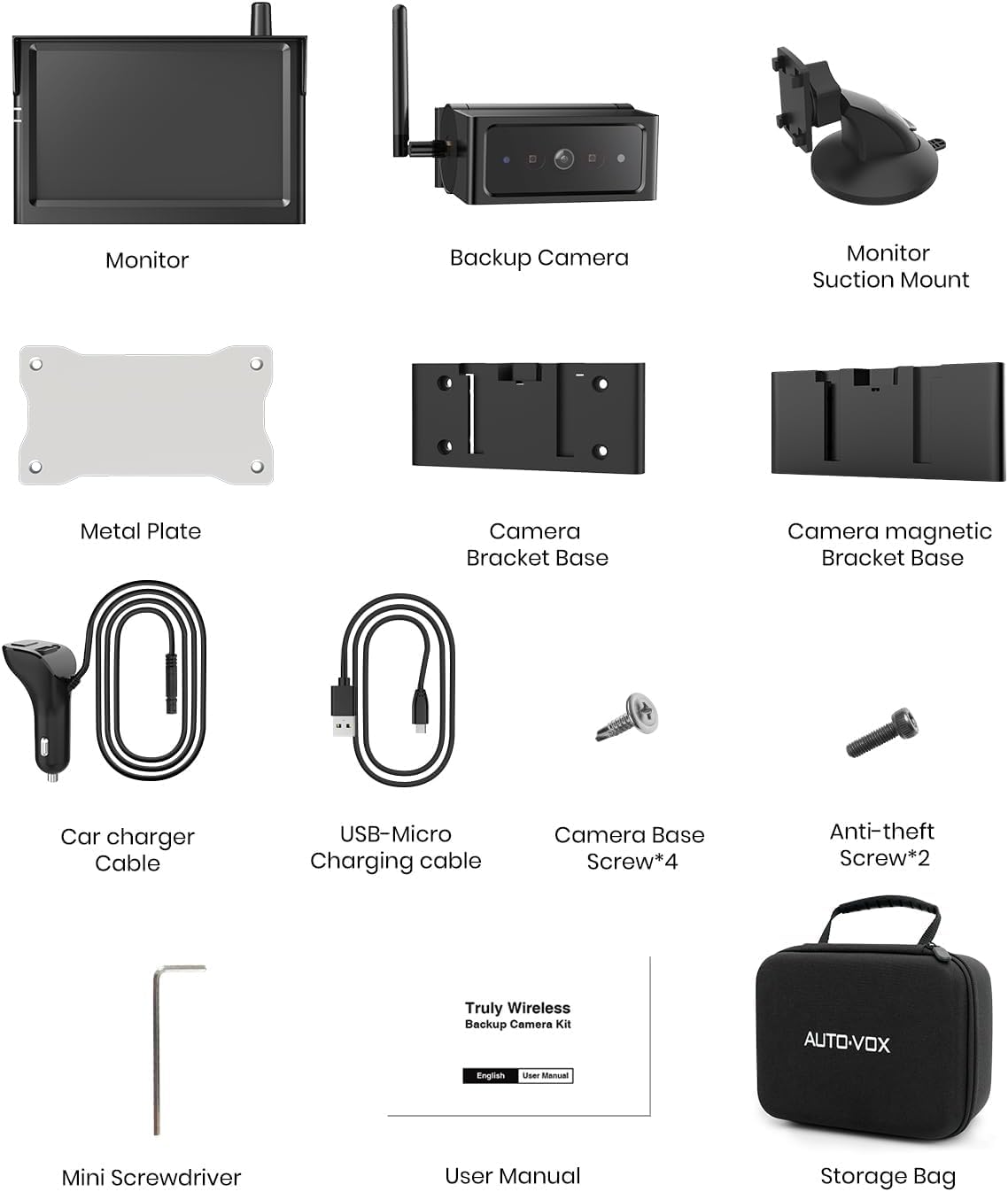 AUTO-VOX portable kit can move between vehicles for trucks, RVs, and trailers