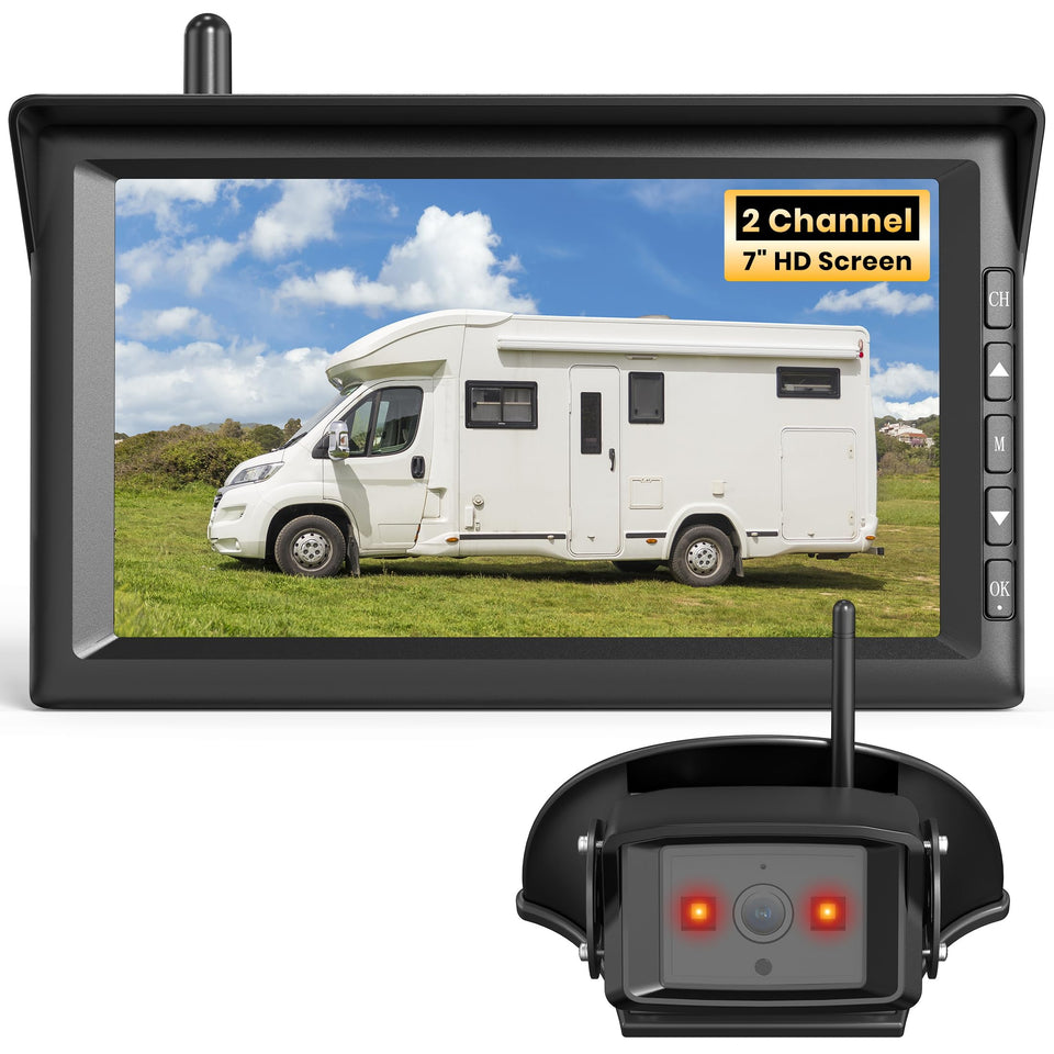 AUTO-VOX front view of monitor and camera showing clear setup benefit