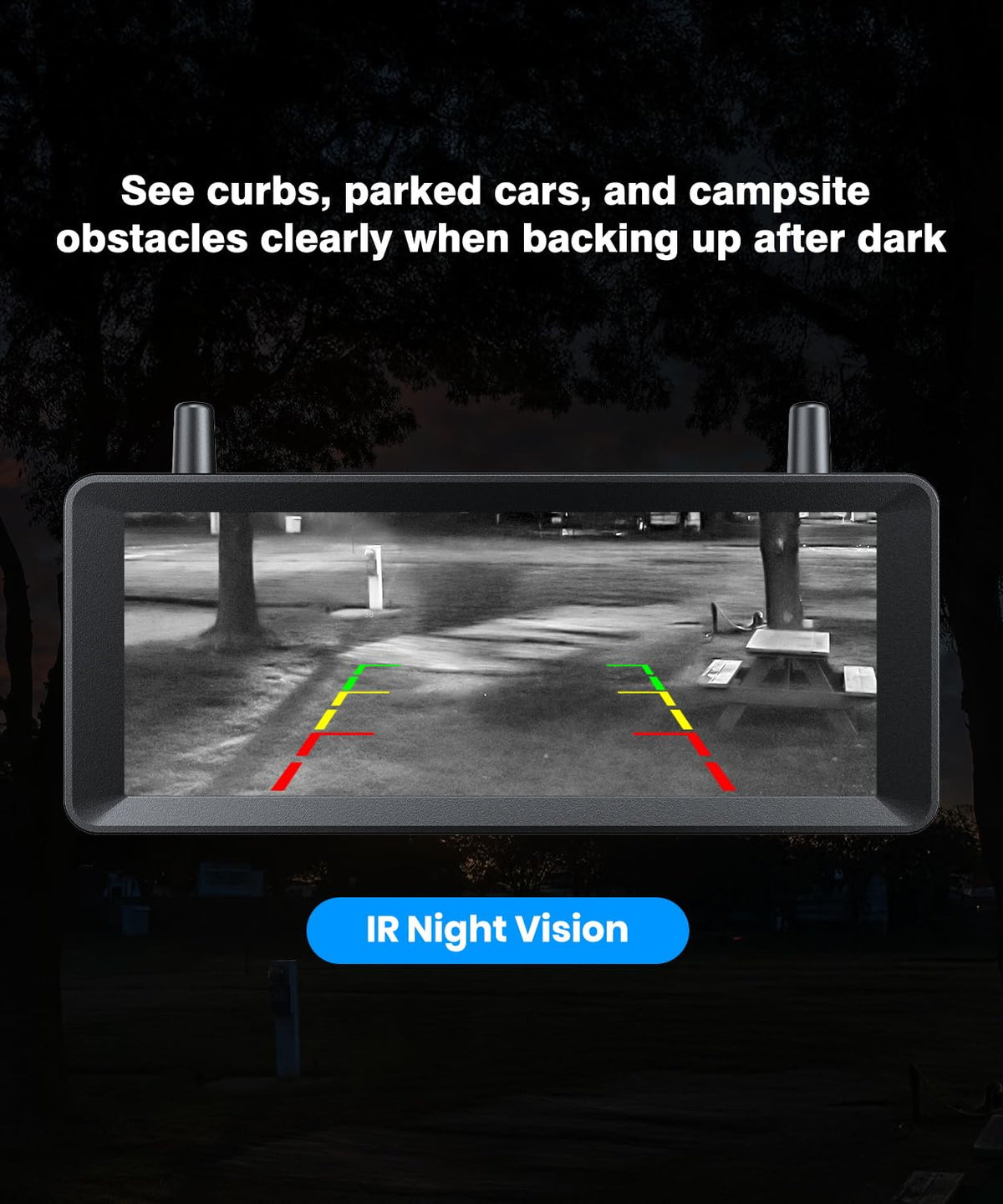 Auto-Vox long-range IR night vision for dark driving conditions.