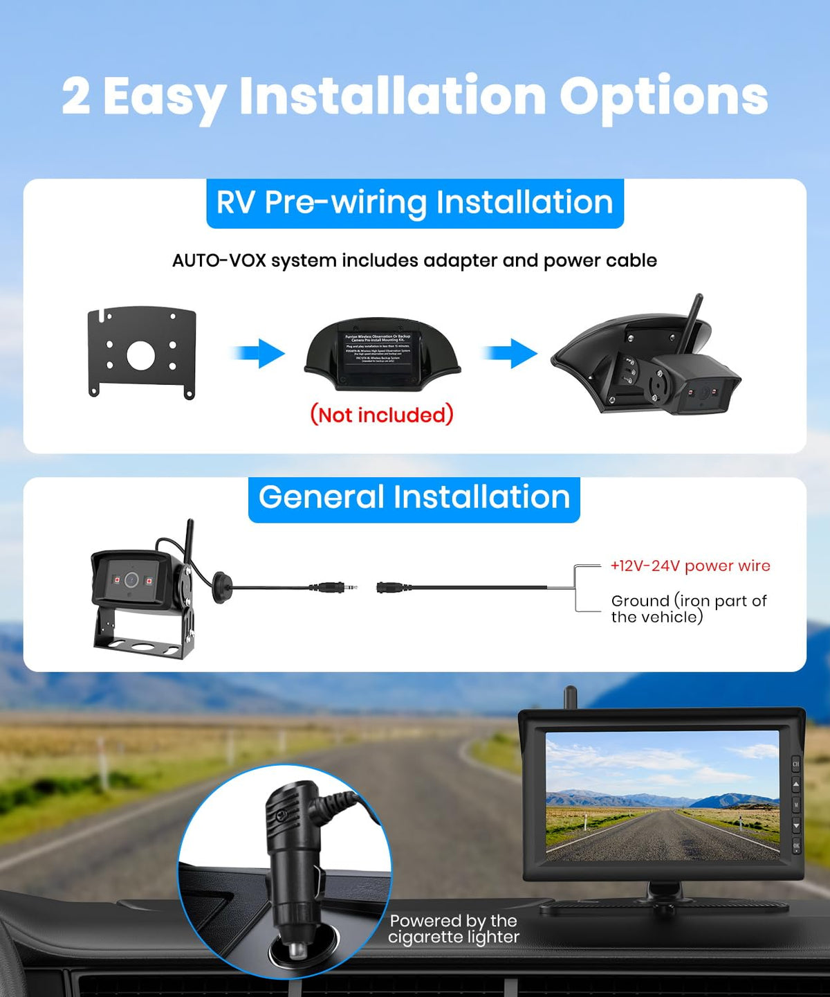 AUTO-VOX monitor closeup showing crisp 1080P display for easier parking