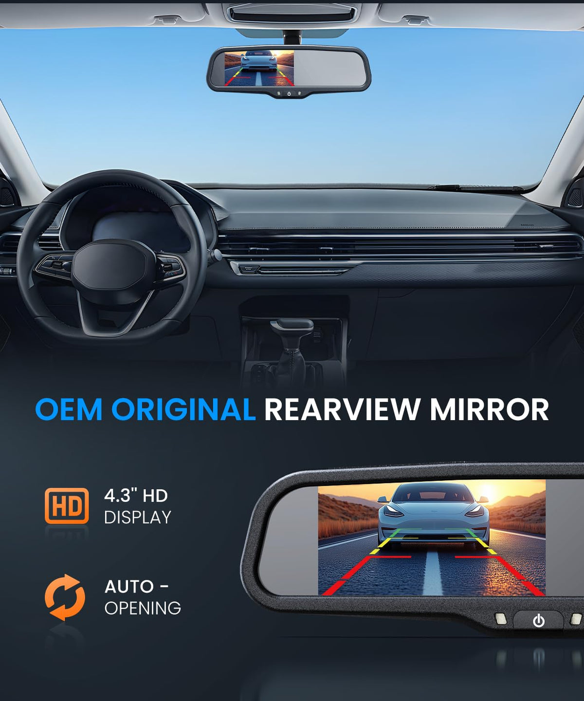 Auto-Vox night vision CMOS sensor showing clear rear view at night.