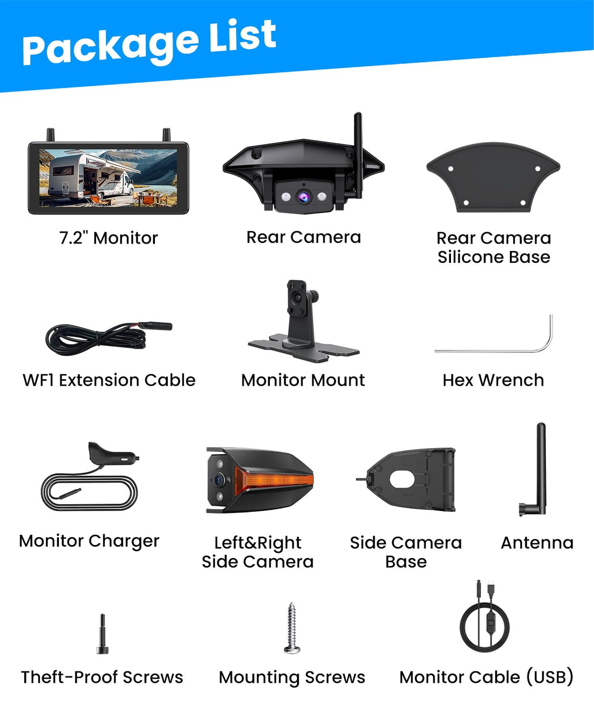 AUTO-VOX prewired installation brackets simplify RV setup.
