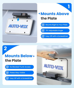 AUTO-VOX 5000mAh battery keeps the backup camera running longer between charges.