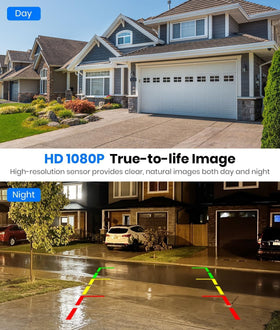 AUTO-VOX dual-channel split screen lets you monitor multiple views simultaneously.