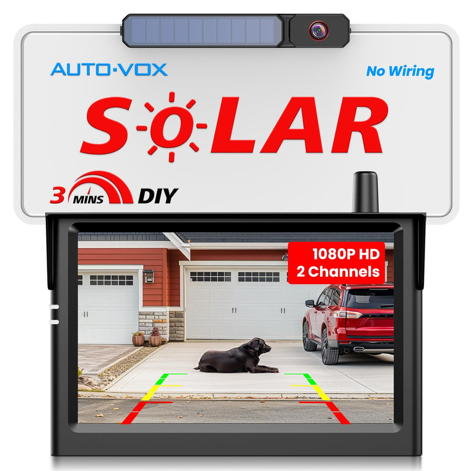 Auto-Vox solar backup camera rear view with extended solar power for reliable parking
