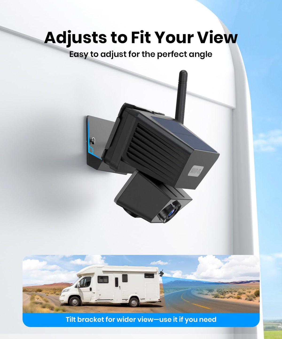 AUTO-VOX solar panel helps maintain power for longer outdoor use.