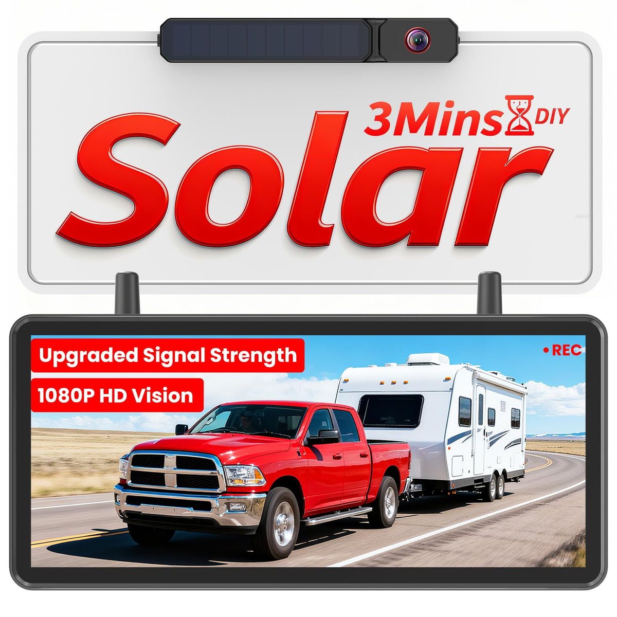 AUTO-VOX solar wireless backup camera enables easy wire-free installation for vehicles.