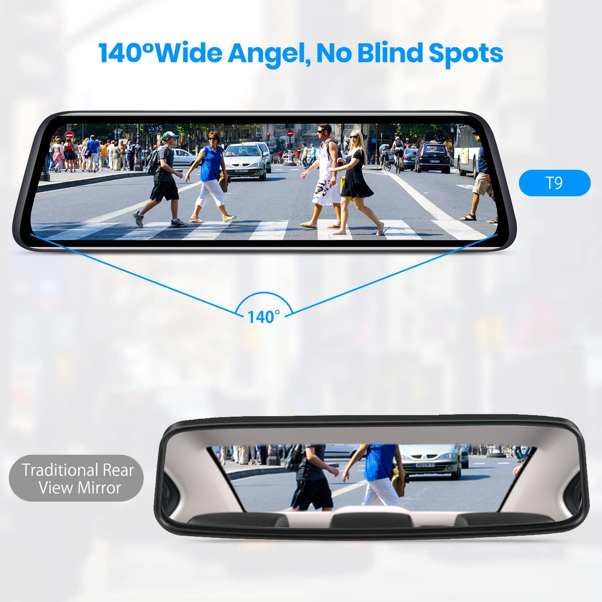 AUTO-VOX T9 night vision enhances rear visibility in low light.