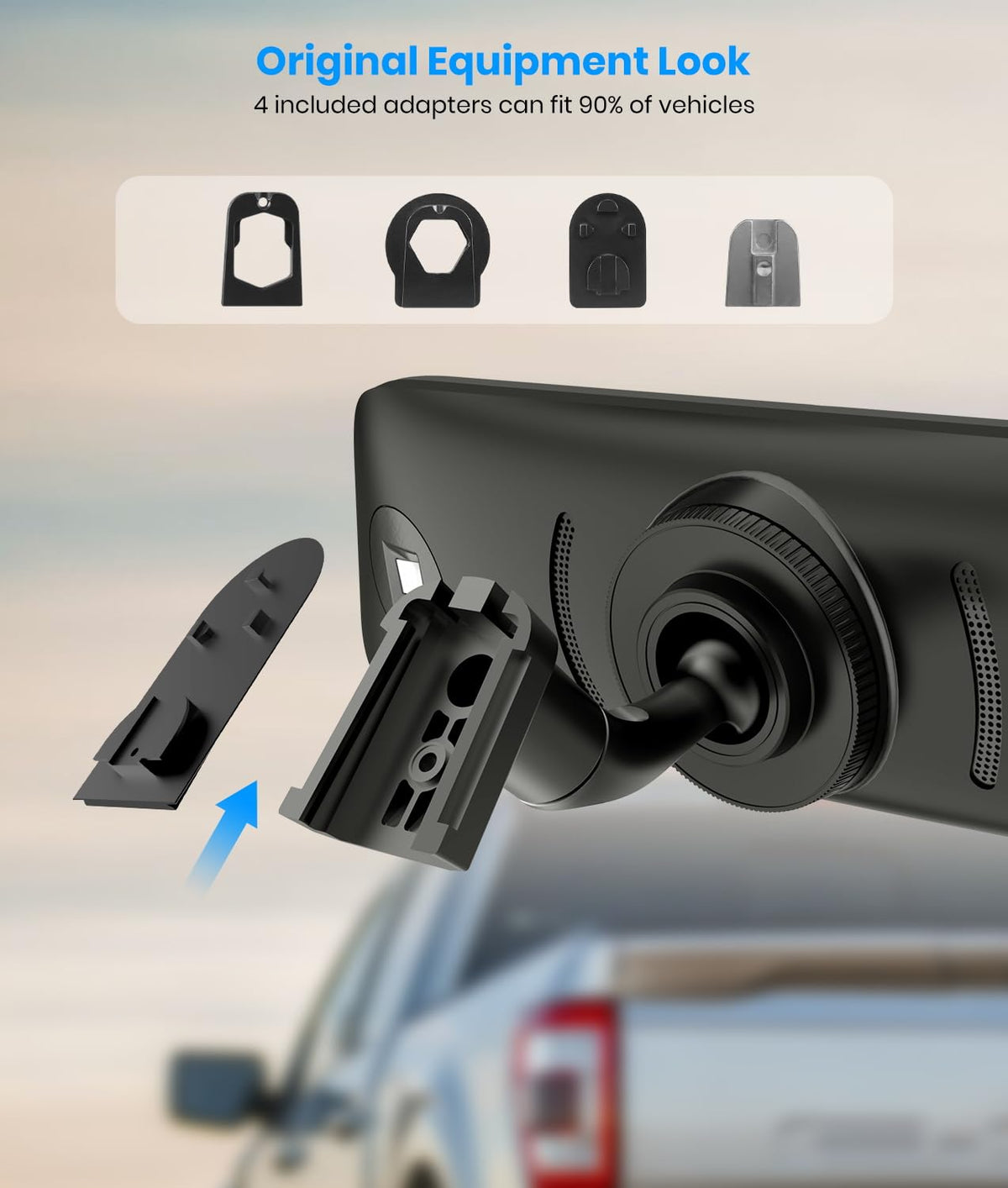 AUTO-VOX T9PRO rear view mirror displays clear rear visibility for confident parking.